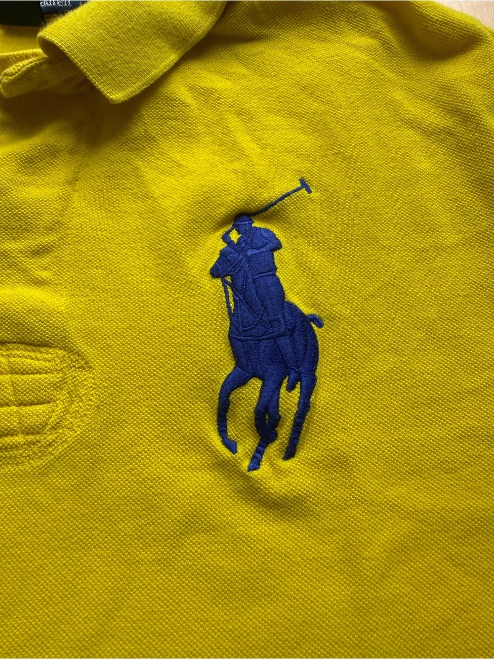 Polo Ralph Lauren Big Pony Yacht Club Polo Shirt XL Yellow Blue Rugby Preppy